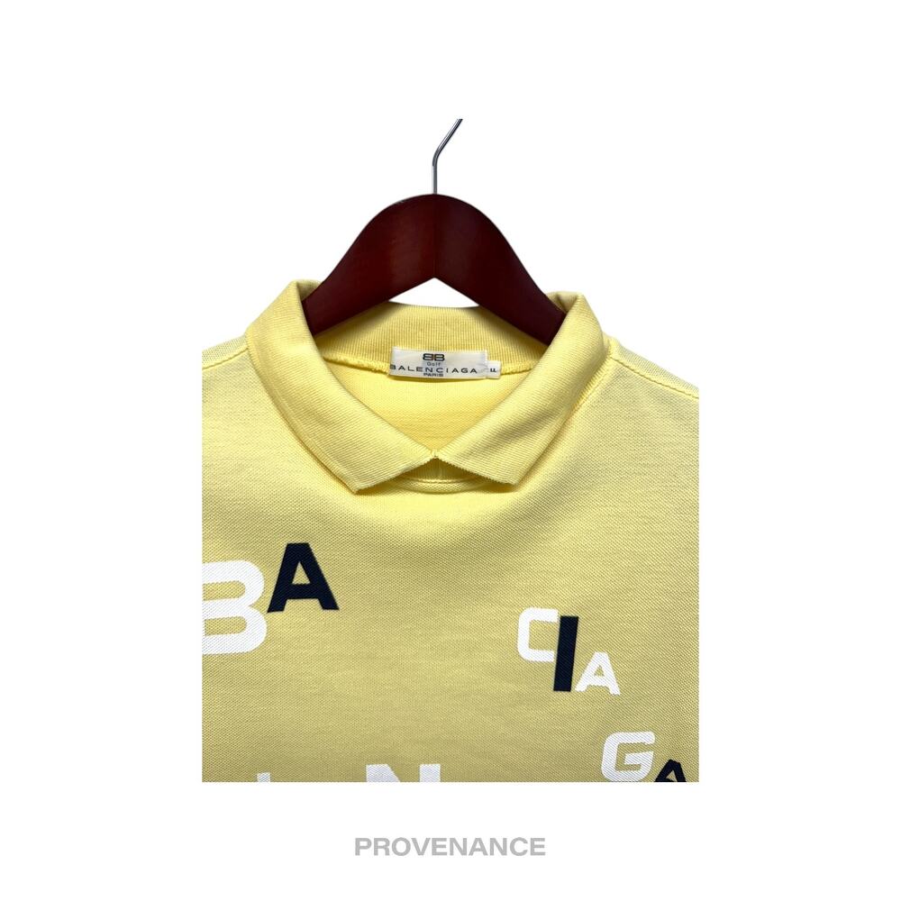 🔴 Balenciaga Letter Spellout Polo Shirt - Yellow Pique - Picture 3 of 7